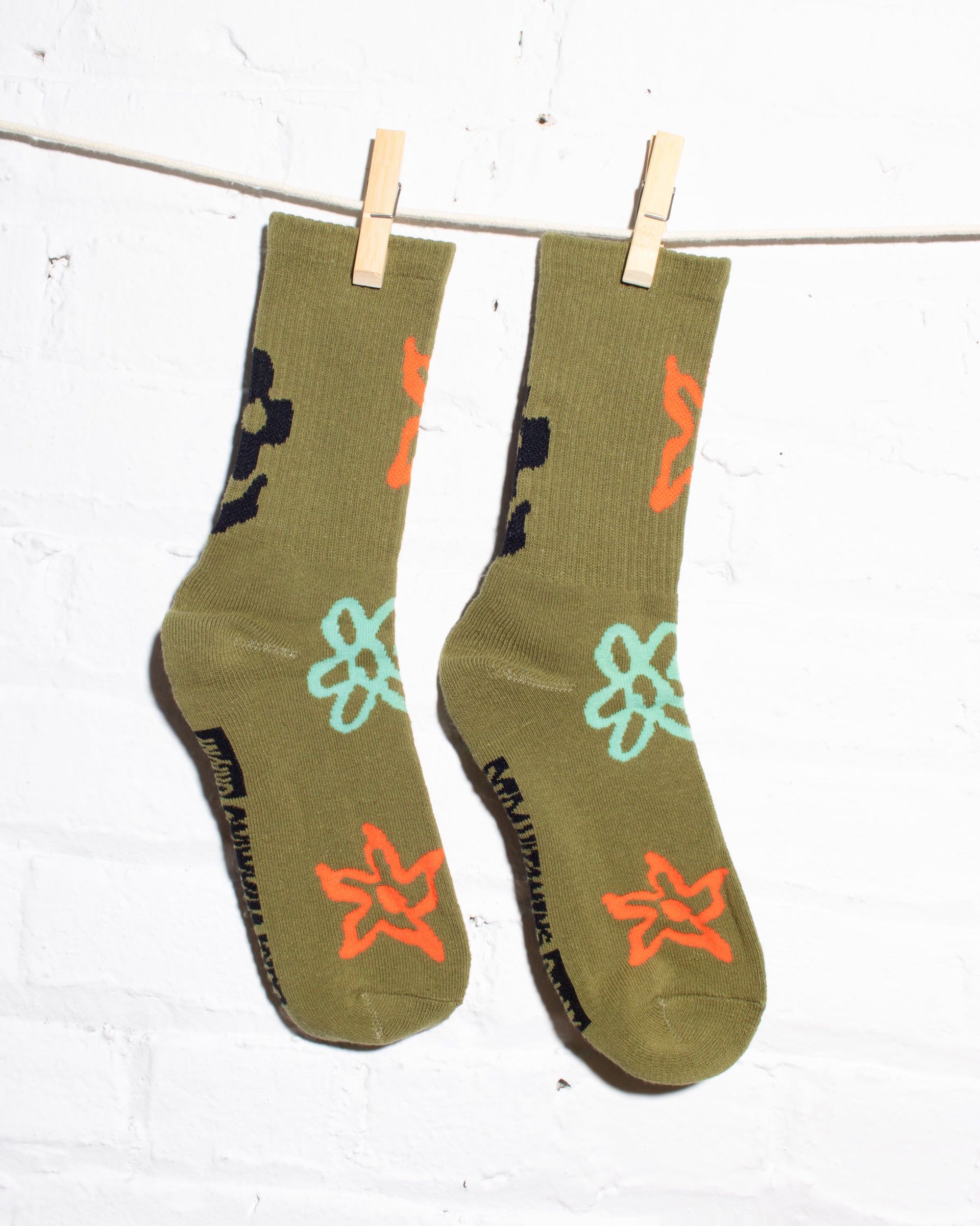 FLOWER socks - olive