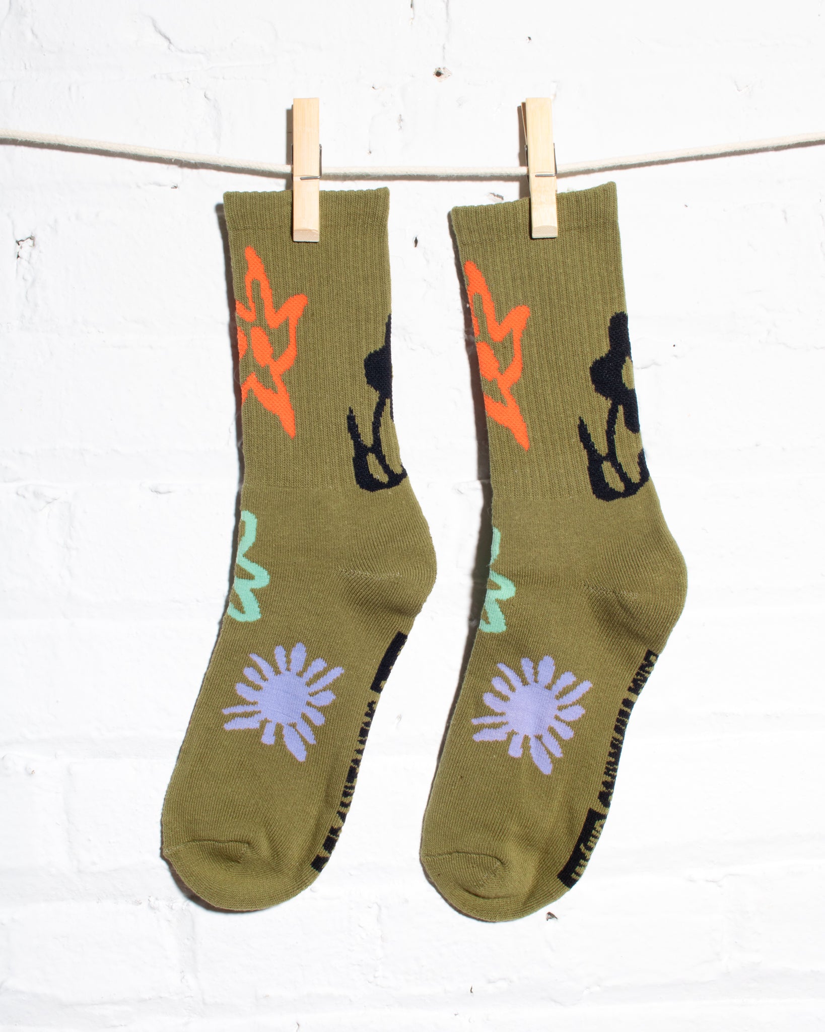 FLOWER socks - olive