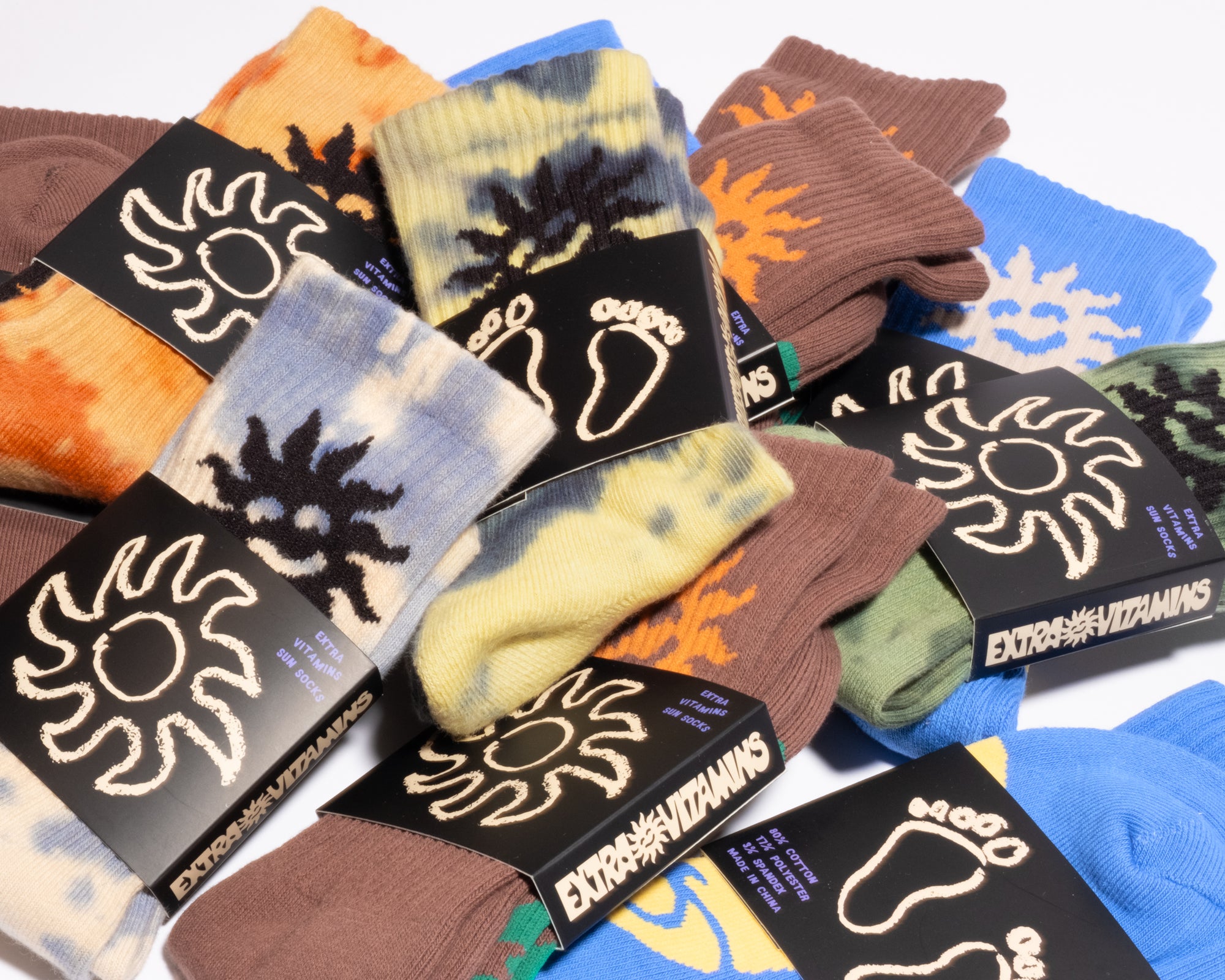 SUN socks - blue tie-dye