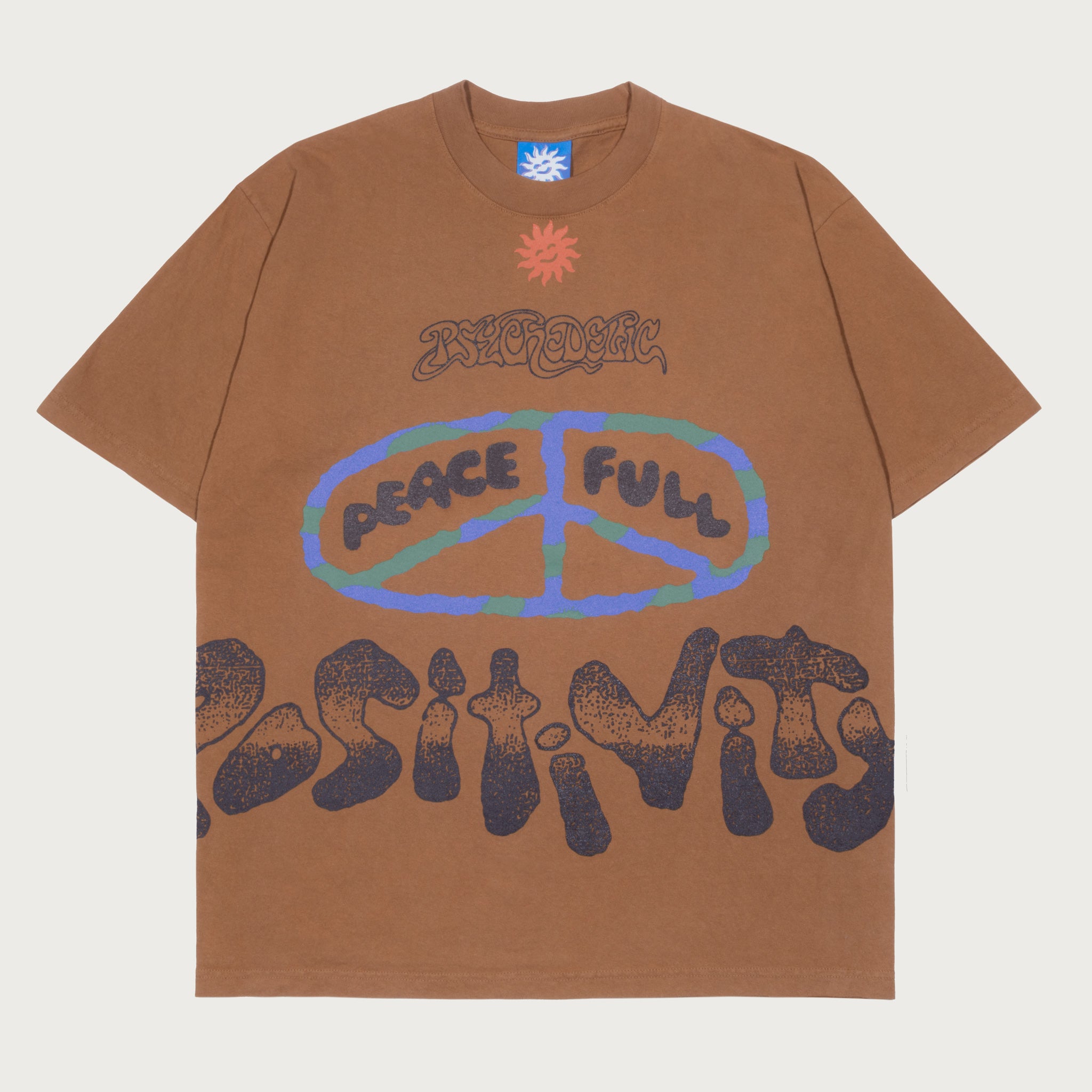 PSYCHEDELIC PEACEFUL POSITIVITY tee - brown