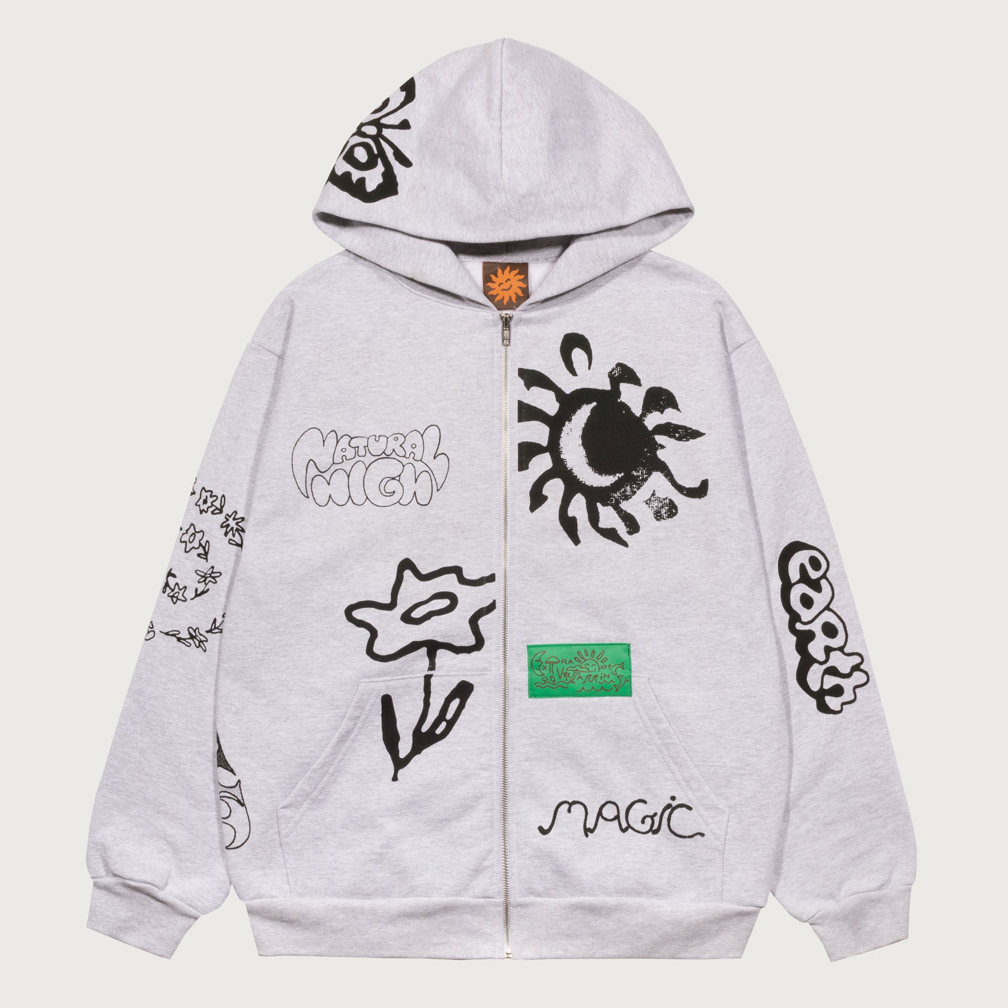 MAGIC EARTH zip hoodie - ash